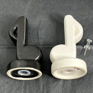 Black and White Music Notes Glass Salt and Pepper Shakers